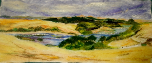 Felted painting of King Island farmland